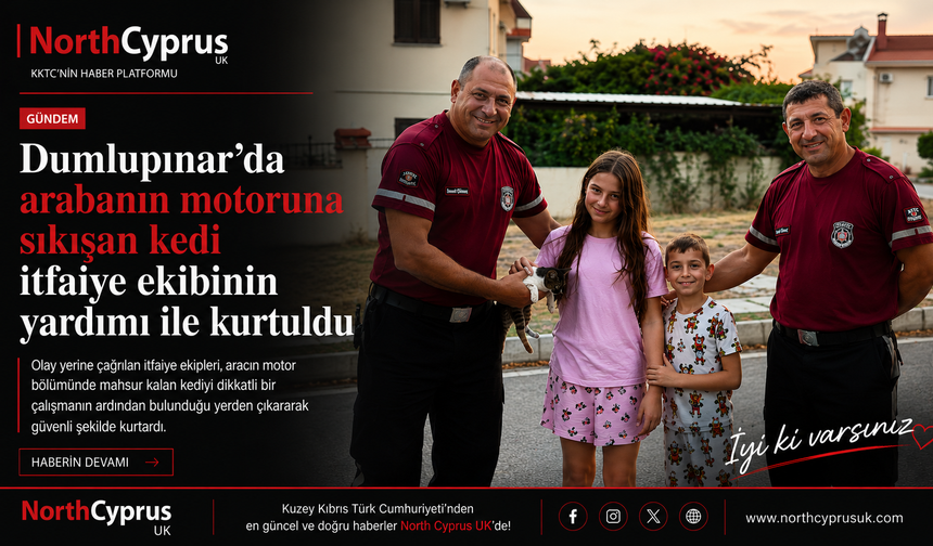 Dumlupınar’da motor bölümüne sıkışan kedi kurtarıldı