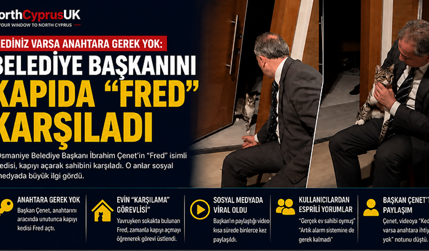Kediniz varsa anahtara gerek yok: Belediye Başkanını kapıda “Fred” karşıladı