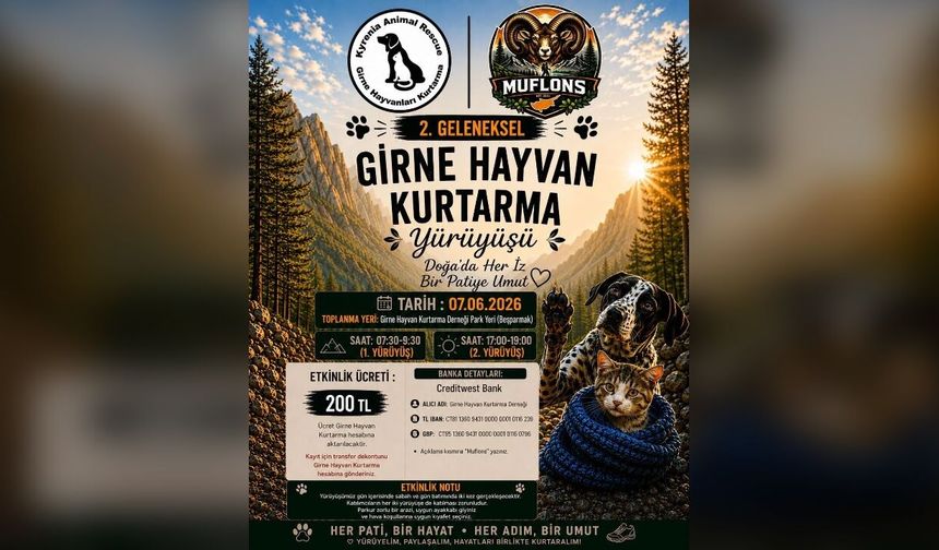 2.Geleneksel Girne Hayvan Kurtarma Yürüyüşü pazar günü düzenlenecek