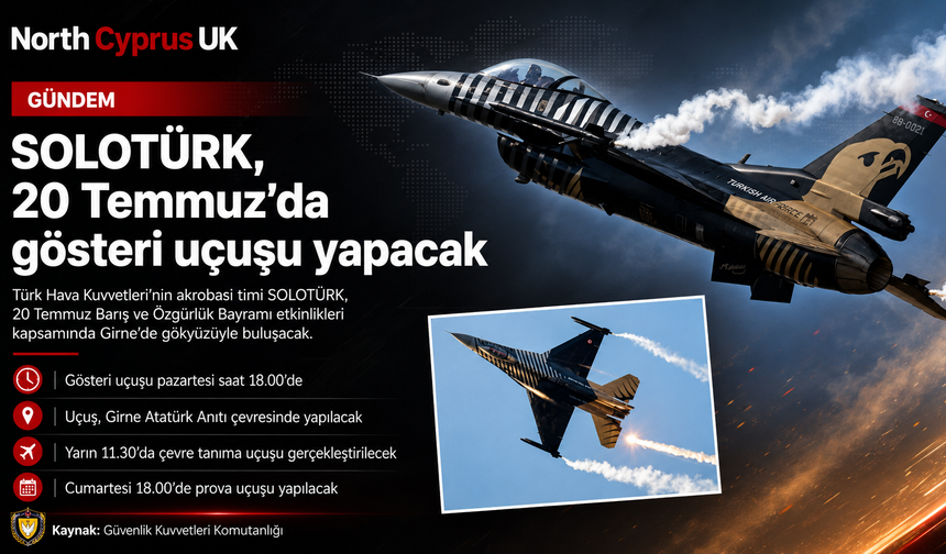 SOLOTÜRK, 20 Temmuz’da gösteri uçuşu yapacak