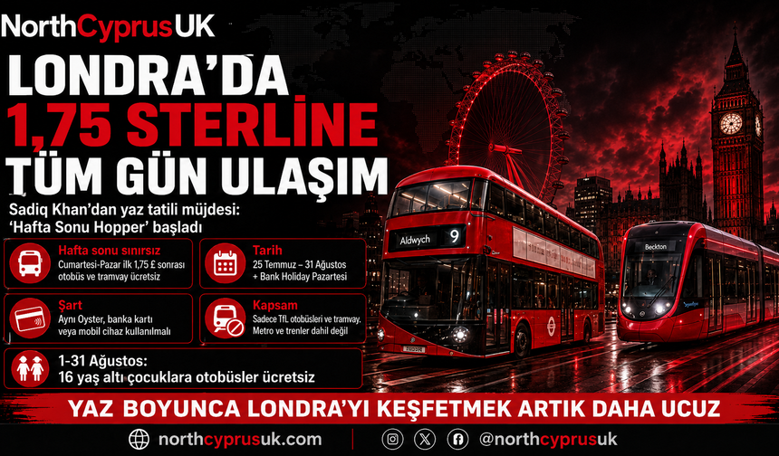 Londra’da 1,75 Sterline tüm gün sınırsız ulaşım