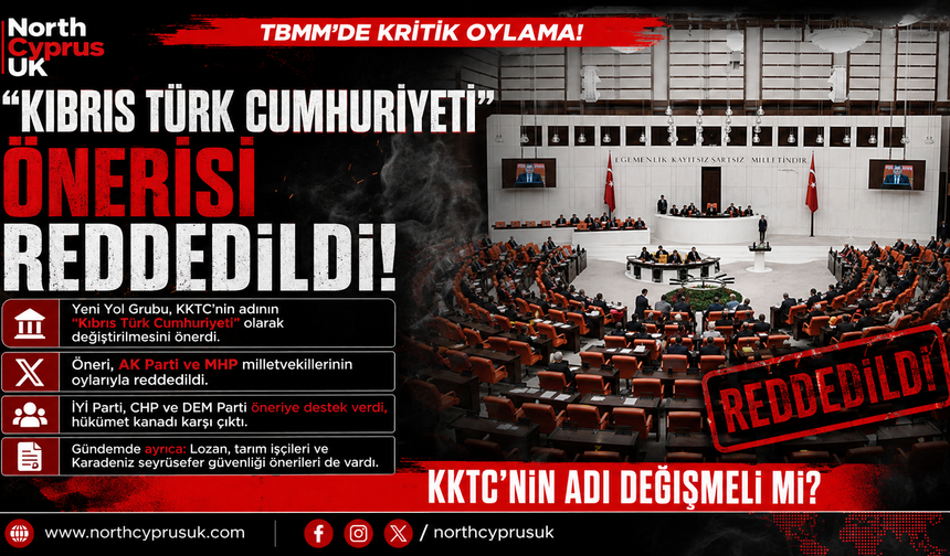 "Kıbrıs Türk Cumhuriyeti" önerisi TBMM'de reddedildi