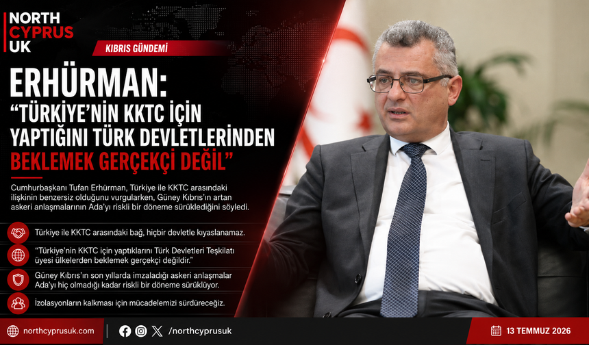 Erhürman: Türkiye’nin KKTC için yaptığını Türk devletlerinden beklemek gerçekçi değil