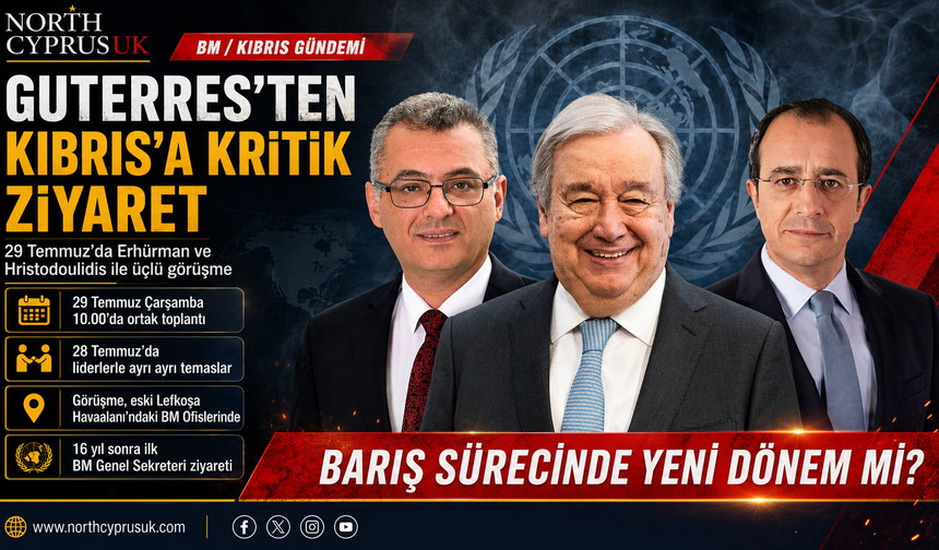 Guterres, 29 Temmuz’da Erhürman ve Hristodulidis’le üçlü görüşme yapacak