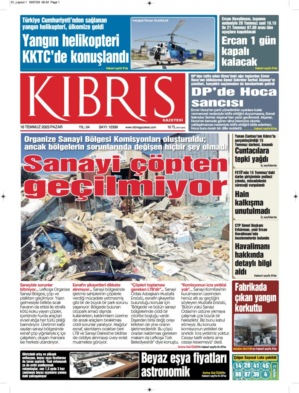 16 Temmuz 2023 KKTC Gazete Manşetleri-3