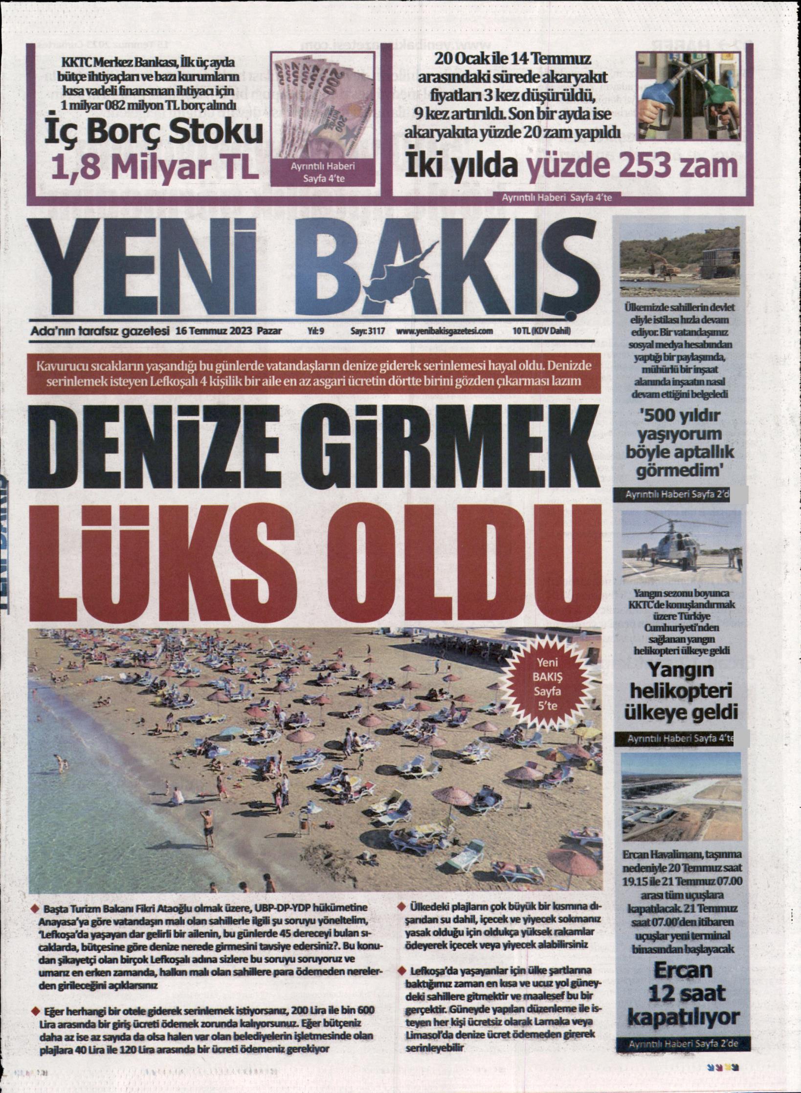 16 Temmuz 2023 KKTC Gazete Manşetleri-5