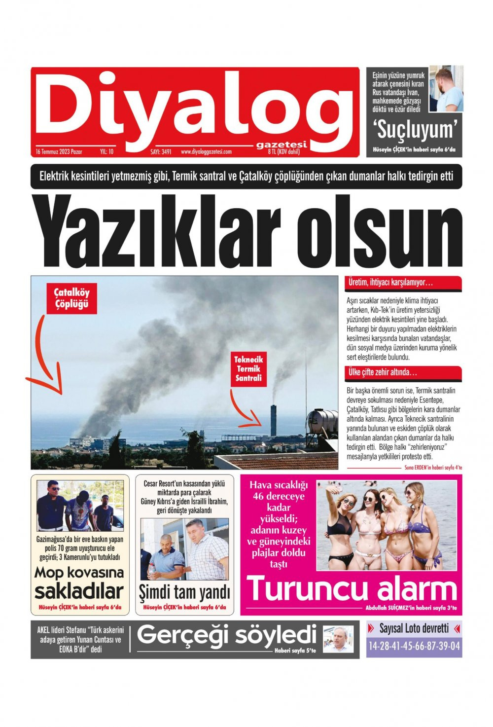 16 Temmuz 2023 KKTC Gazete Manşetleri